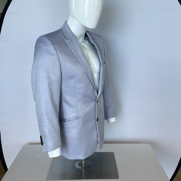 Versace Light Blue Herringbone Sport Jacket 48 Euro Short - Picture 5 of 14